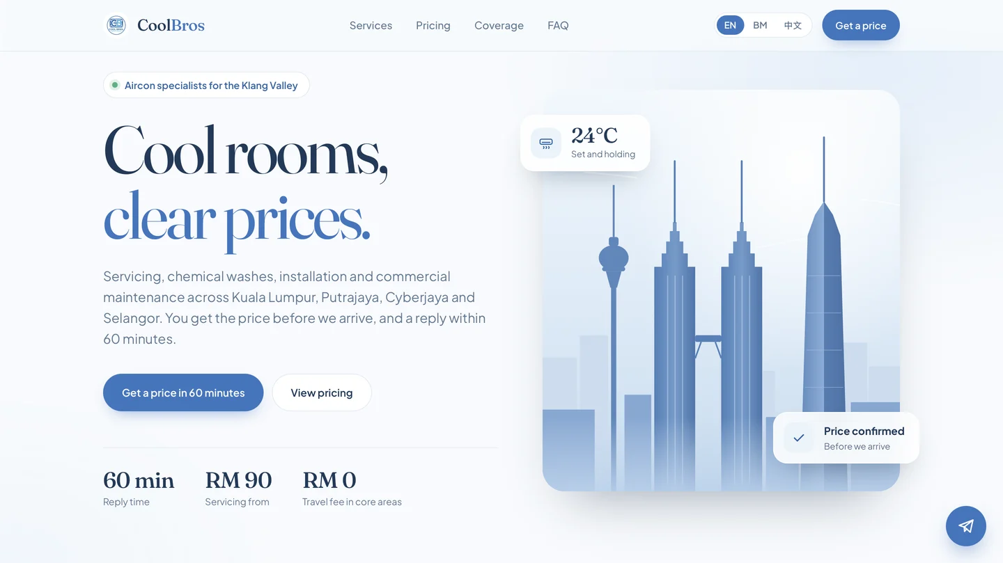 Cool Bros Aircon home page