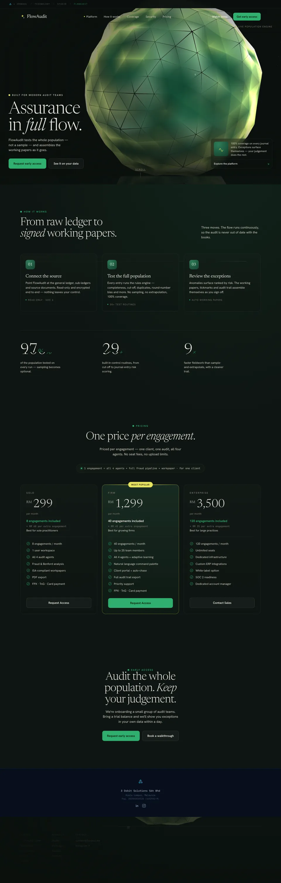 FlowAudit page, desktop