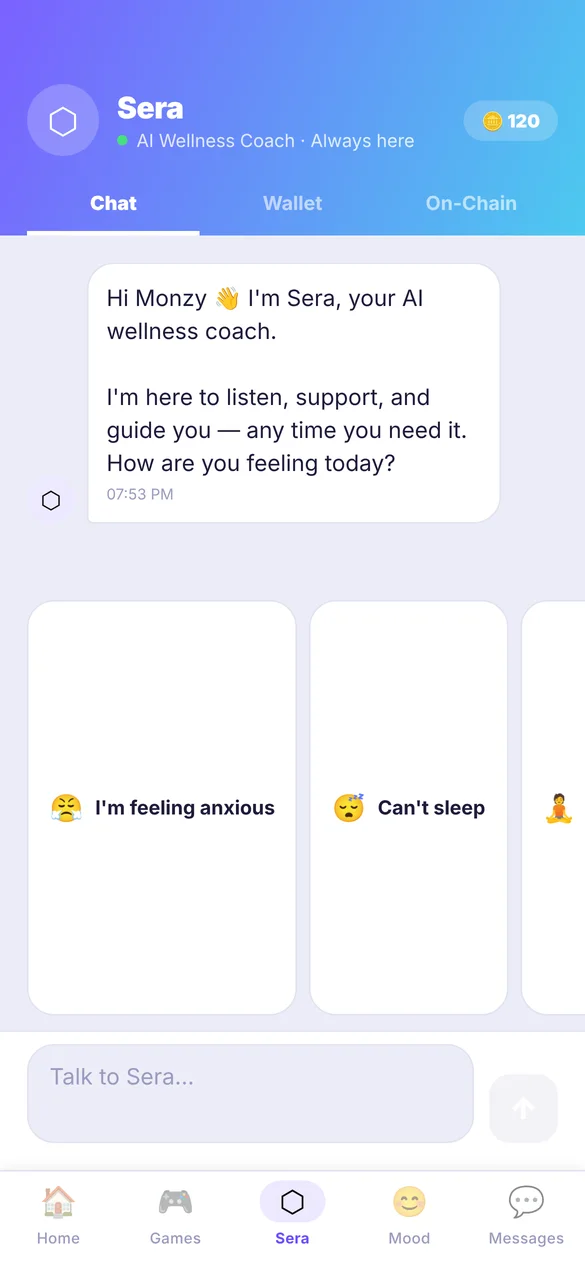 SeraLink AI coach screen