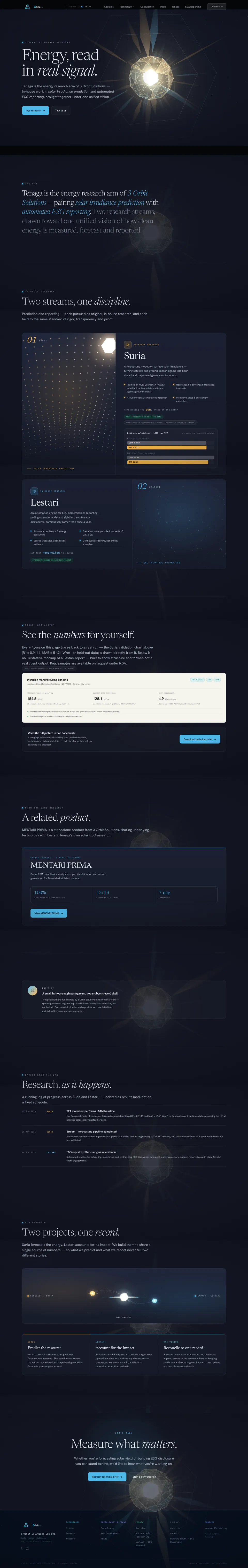Tenaga page, desktop