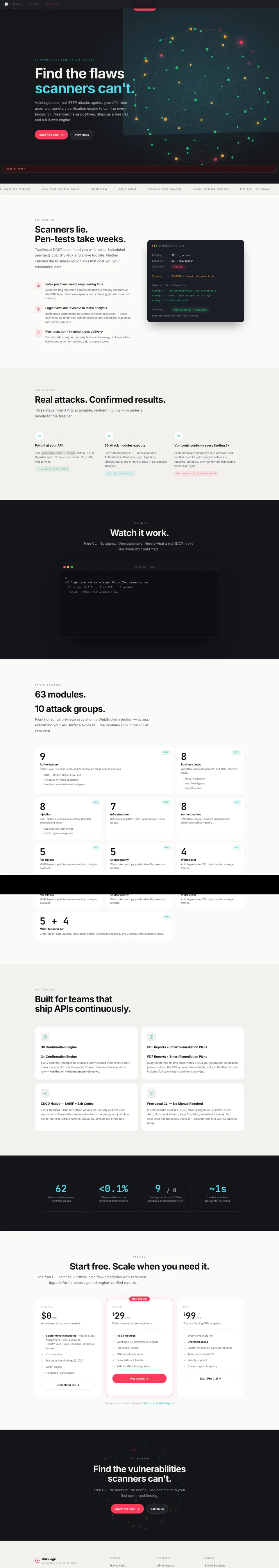 VulnLogic page, desktop